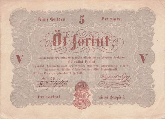P.S116a-1 5 Forint Ungarn 1848